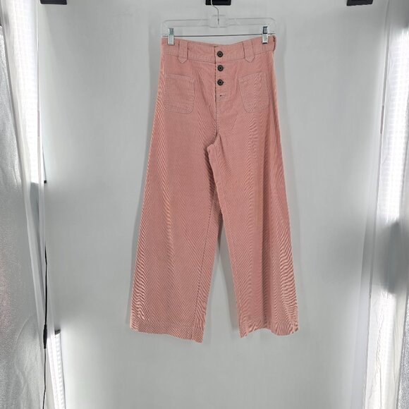 Frye Llana Ultra High Rise Wide Leg Corduroy Jeans mauve FLAWED Size 4 - Picture 2 of 15